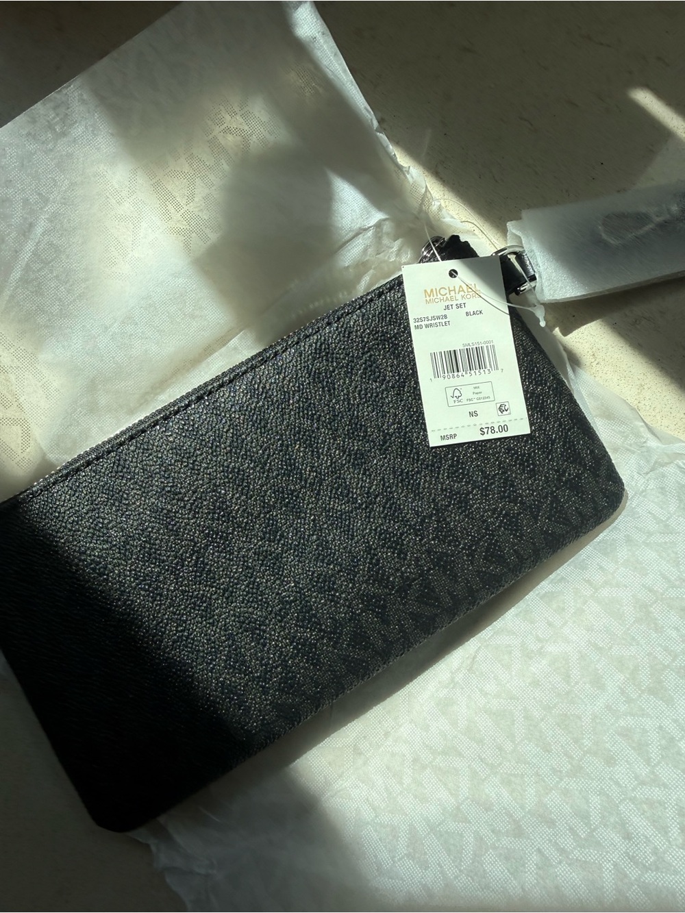 MICHAEL Michael Kors Black Textured Zip Wristlet